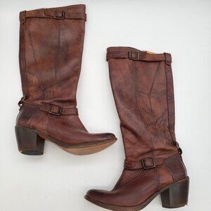 Frye Carmen 77386 Brown Leather Boots Womens 8.5
